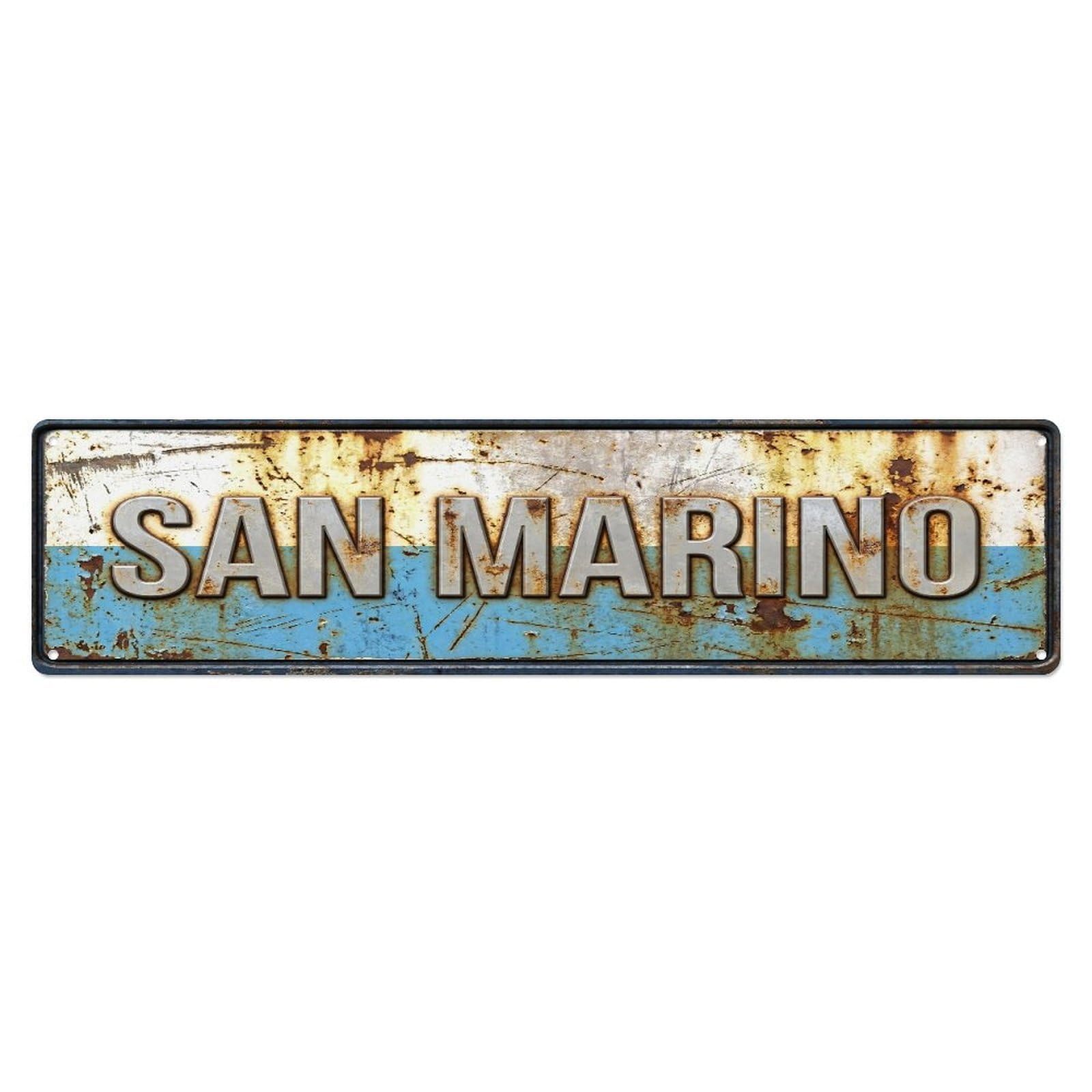 Metal Tin Sign Vintage San Marino Flag Pattern