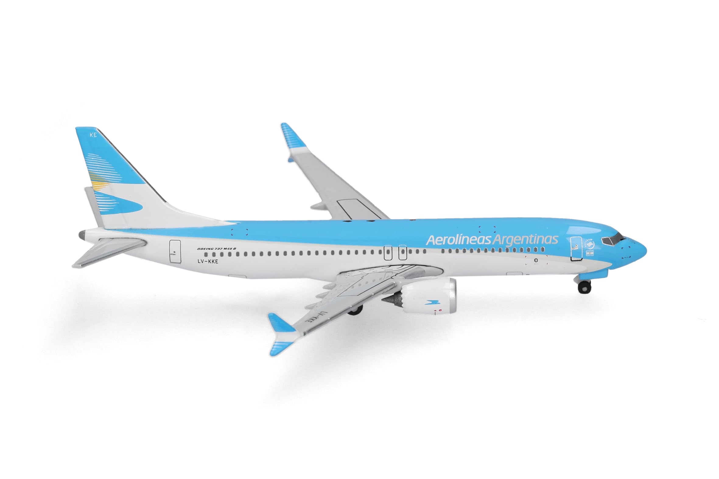 Herpa Modellflugzeug Aerolíneas Argentinas Boeing 737 Max 8, Miniatur im Maßstab 1:500, Sammlerstück, Flugzeug Modell ohne Standfuß, Metall