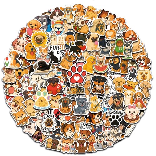 AOWDIAO 300 Pcs Cute Dog Stickers Waterproof Glossy Vinyl 20+ Puppy Breeds Fun for Kids & Adults Ideal for Water Bottles Scrapbooking & Gifts