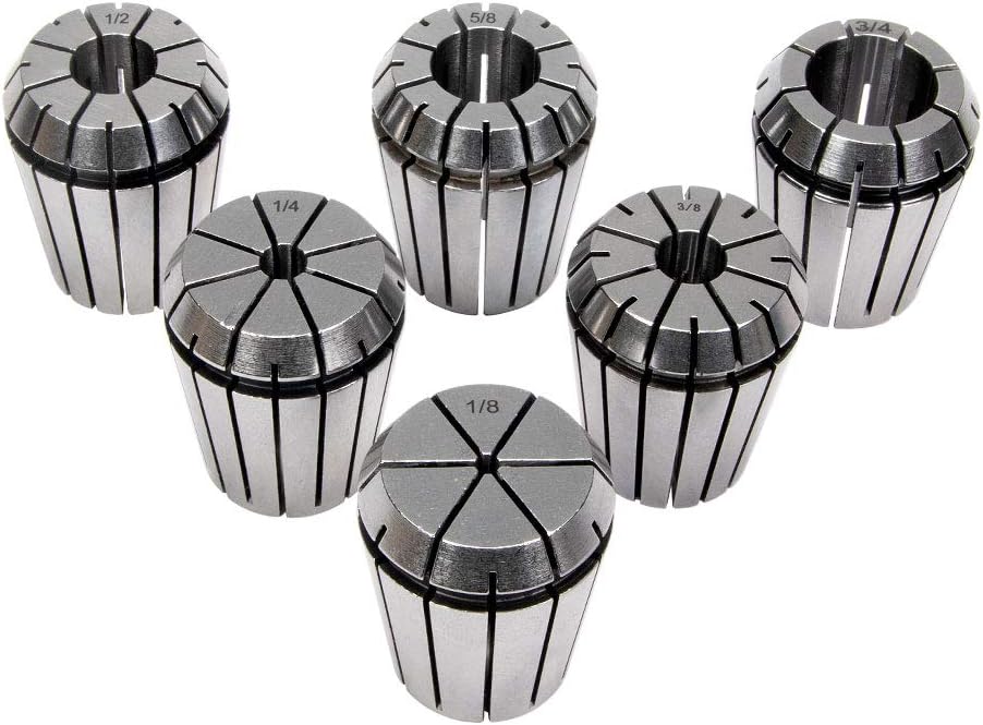 ER-32 Collet Set - 6 Piece Set - Sizes 1/8" to 3/4" by 8ths - Made of High-grade Tool Steel, LittleMachineShop.com (2557)