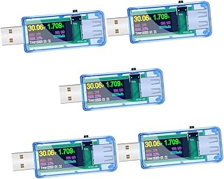 OSALADI 5pcs USB Tester Outlet Tester USB Digital USB c Power Meter Multimeter Tester Type c Power Meter Electrical Tester USB Multimeter USB Volt Tester Detector High Precision Abs