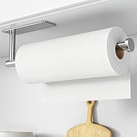 niffgaff Paper Towel Holder: Brushed Nickel SUS304 Stainless Steel, Self-Adhesive or Drill Wall Mount Kitchen Roll Dispenser, 11.2"