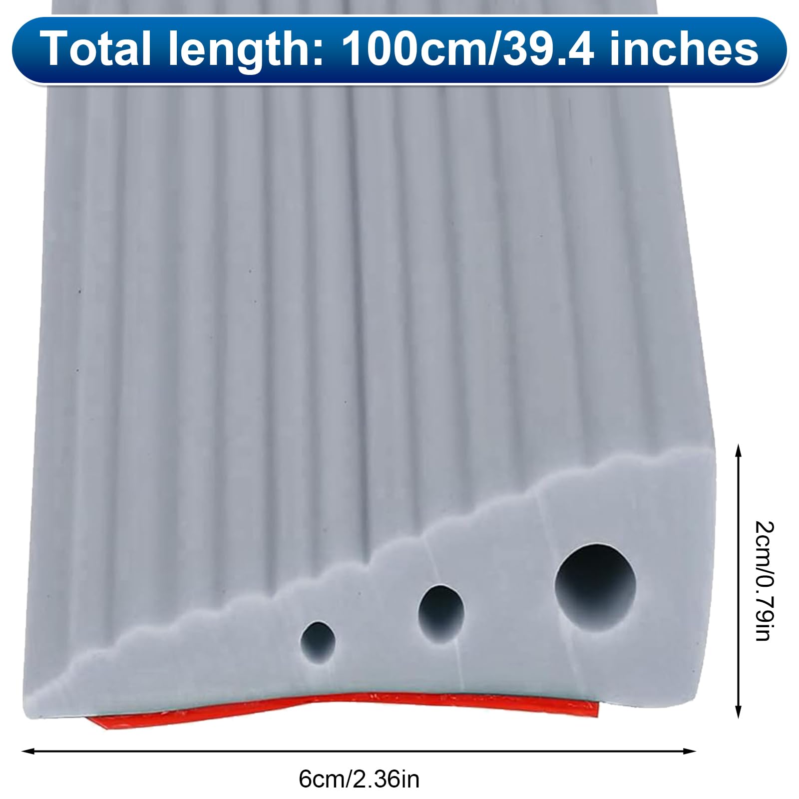 Rampa di Soglia per Porta in TPE, Altezza 2 cm, Carico Max 500 kg, Antiscivolo | per Sedie a Rotelle (Elettriche), Passeggini, Robot Aspirapolvere, Disabili | Design Resistente (Grigio, 100x6x2cm)