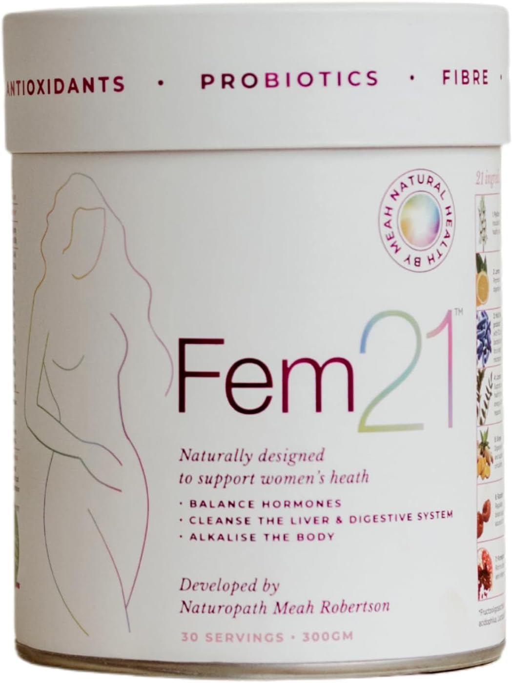 Nutritional Supplement for Women, Herbal Blend with 21 Superfoods for Women’s Wellness and Vitality, with Prebiotics, Probiotics and Antioxidants, 1-Month Supply, 300 g