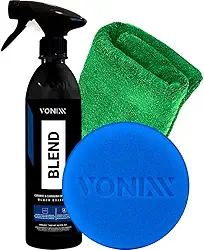 Vonixx Kit Cera Automotiva Blend Black Spray para Carros Pretos com Pano 40x40cm e APLICADOR DE ESPUMA Híbrido SiO2 e Ca