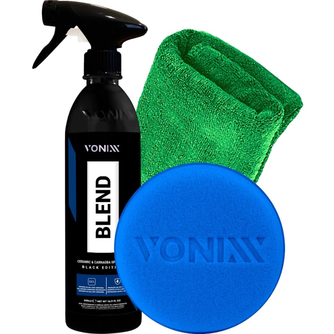 Vonixx Kit Cera Automotiva Blend Black Spray para Carros Pretos com Pano 40x40cm e