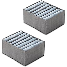 2 Pack Clothes Drawer Organisers Foldable Non-Woven Large Size 7 Grids Drawer Dividers Storage Boxes Wardrobe Storage Organiser for Jeans T-Shirt
