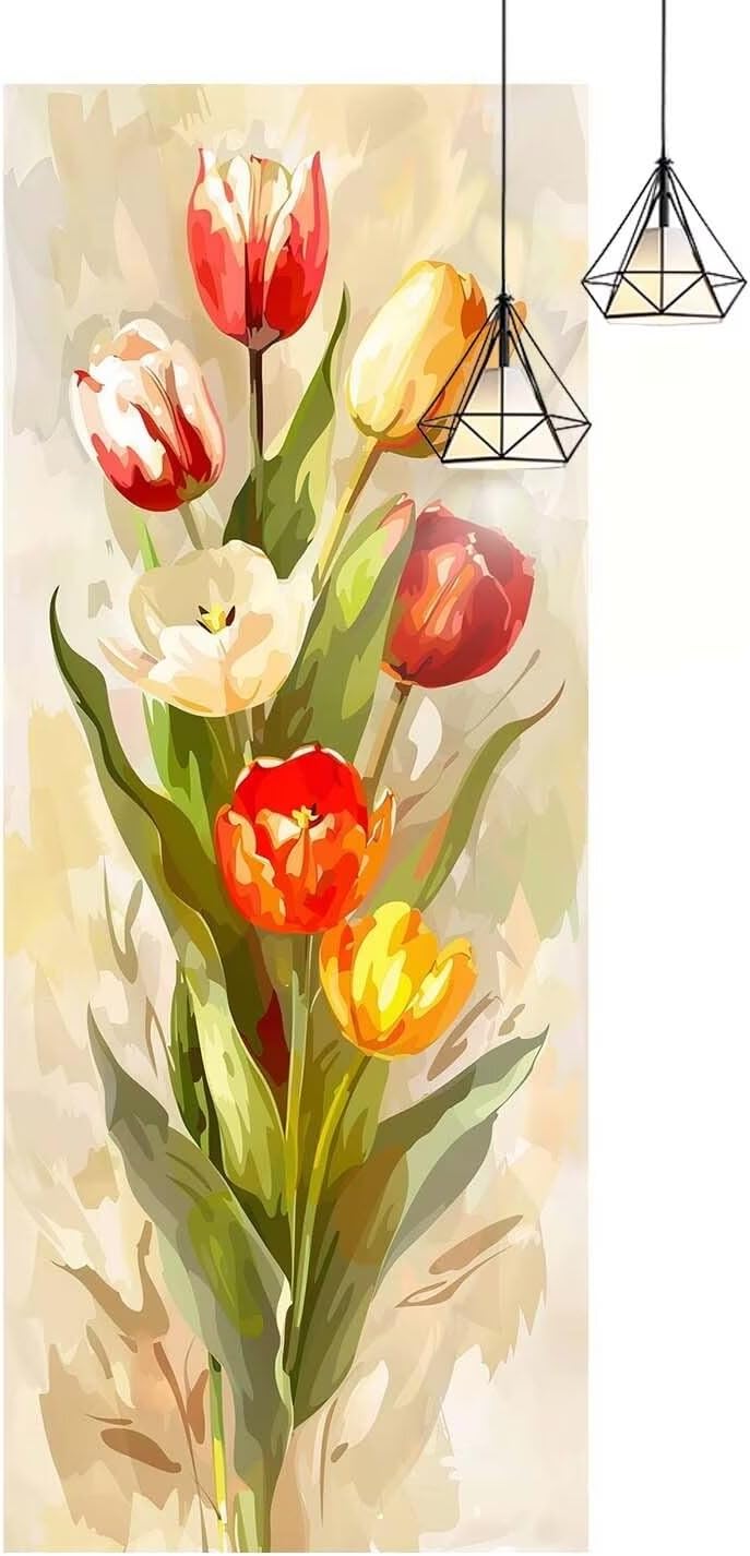 5d ダイヤモンドアート 四角いビーズキット 大きいサイズ 100x300cm 全面貼り付けタイプ ダイヤモンド塗装 生花 チューリ