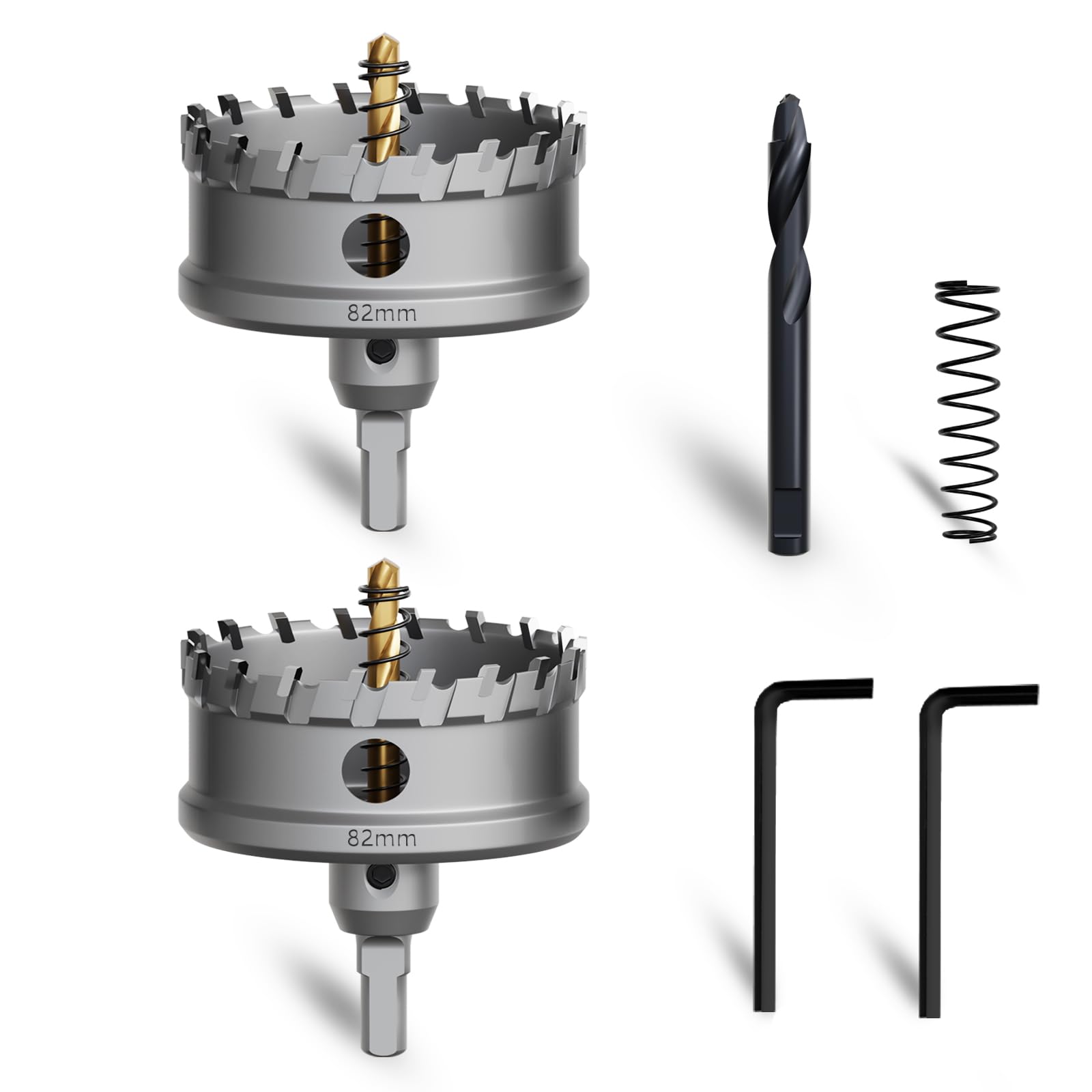 METOTY 82mm 2PCS Carbide Hole Saw Set,Heavy Duty Tungsten Carbide Tipped Hole Cutters Set with a nitrided Step Drill and L-flench, for Steel Iron,Aluminum,Stainless stell