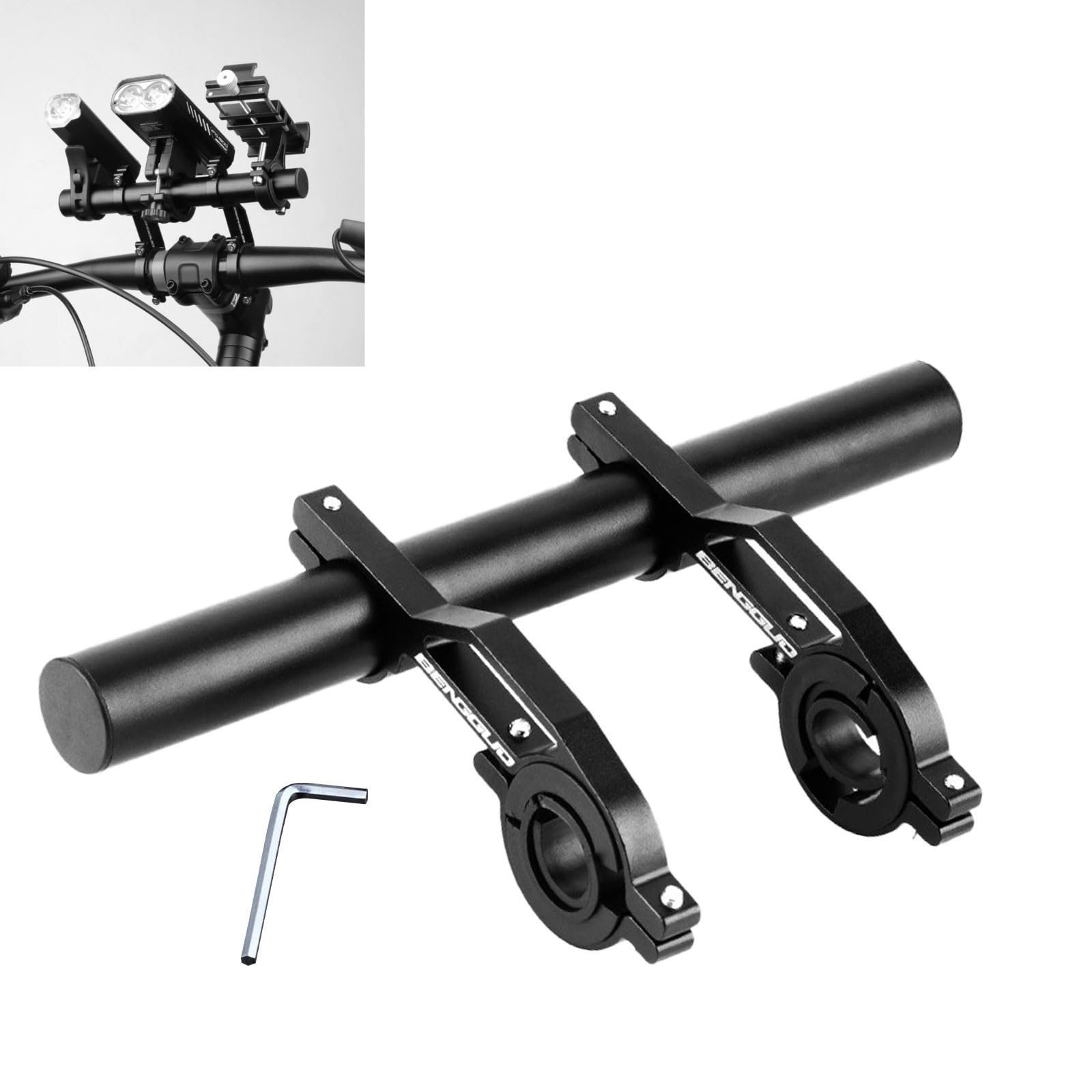 Estensione Manubrio Bici 20cm - Prolunga Universale In Alluminio Con Staffe E Chiave - Foto 6