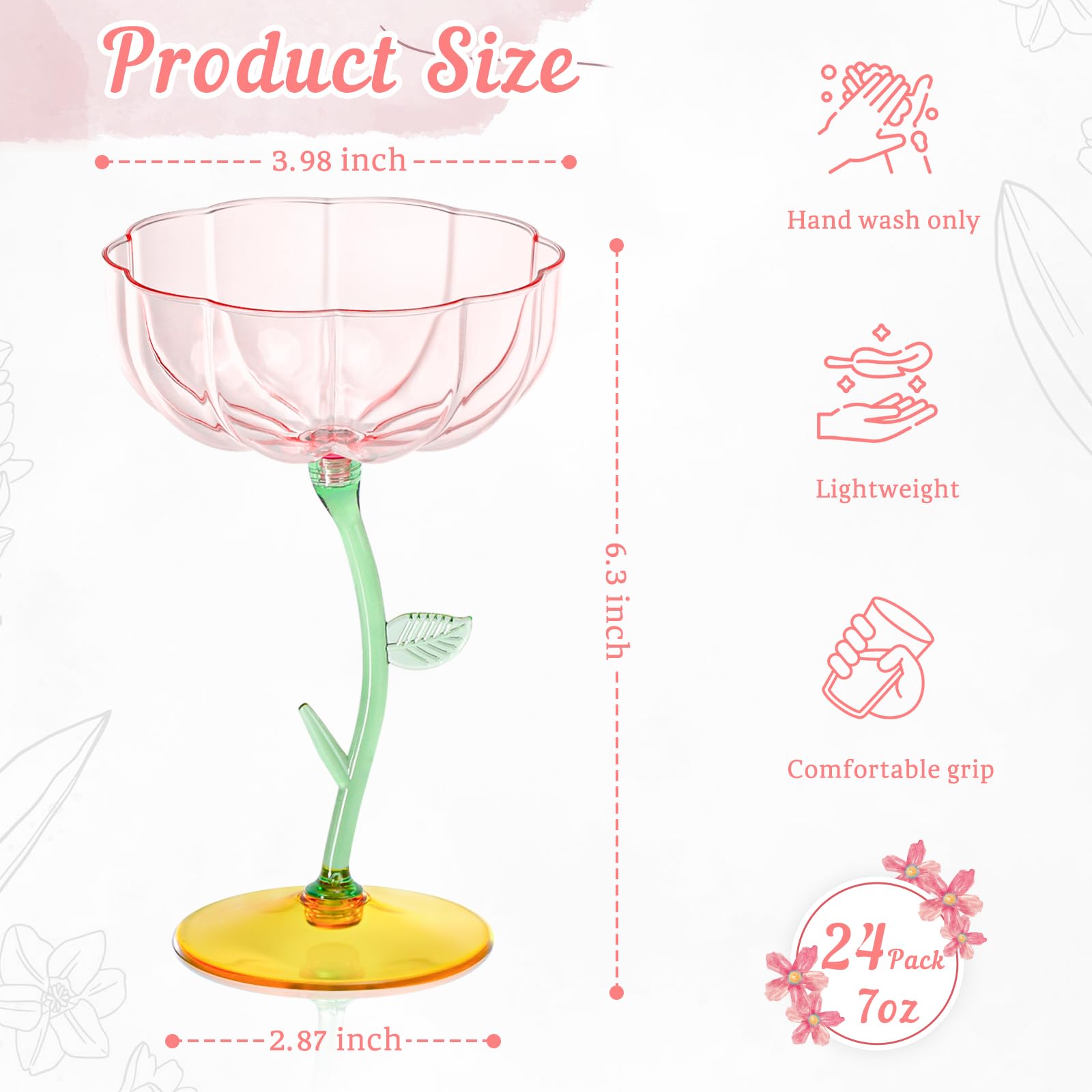 Pink Plastic Cocktail Glasses - 24 Pack -2