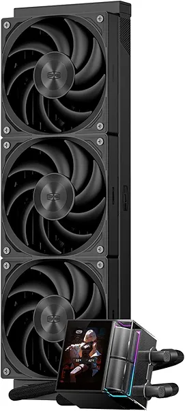 PCCOOLER AIO CPU Cooler Liquid Freezer - 3 Pack F5 R120 Case Fans - 2.4 Inch IPS LCD Screen 360mm Liquid Cooler Compatible with AM4 AM5 Intel LGA 1700/1851/20XX CPS Water Cooling(DS360 Display BK)