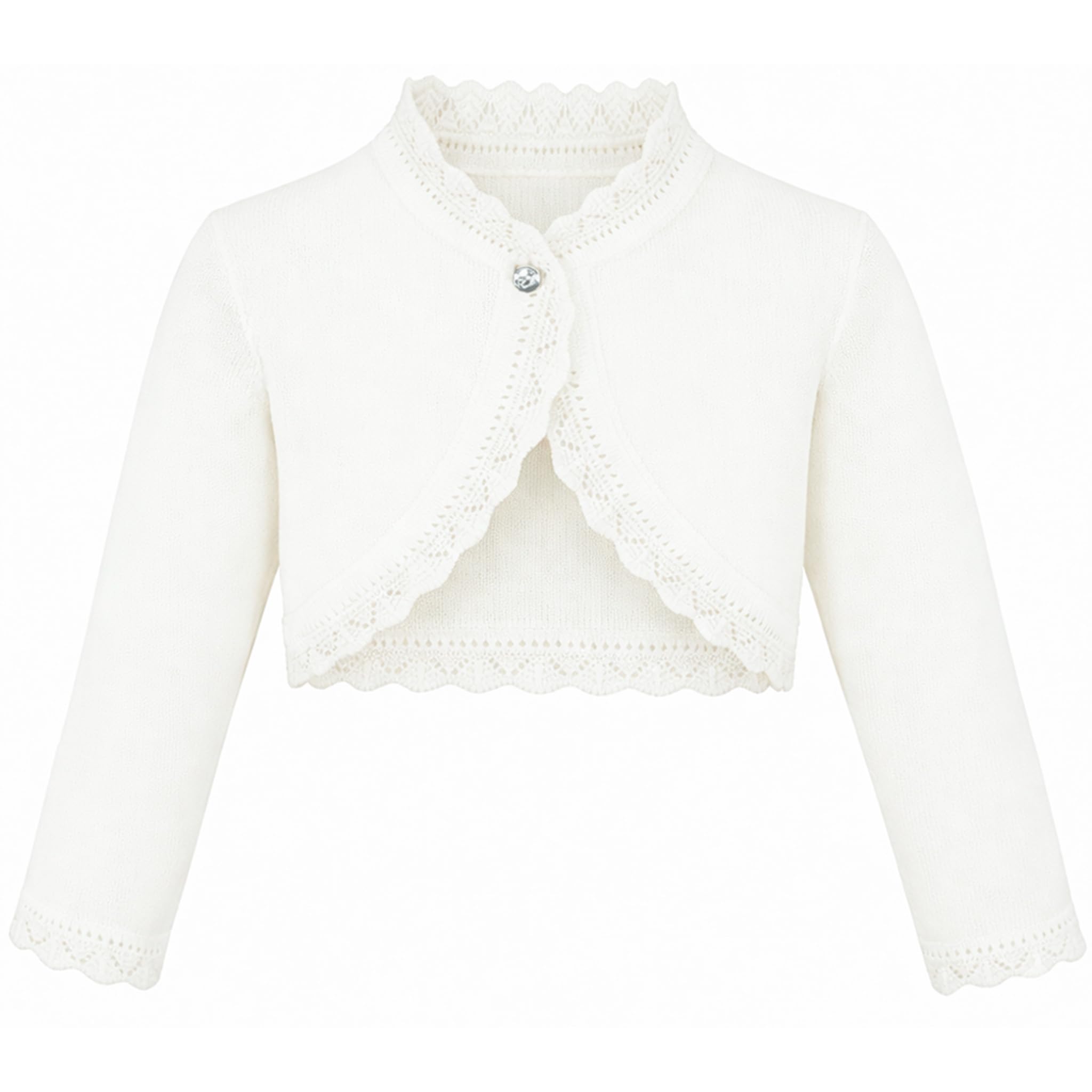 Lilax Little Girls' Knit Long Sleeve Button Closure Bolero Cardigan Shrug 3T Cream