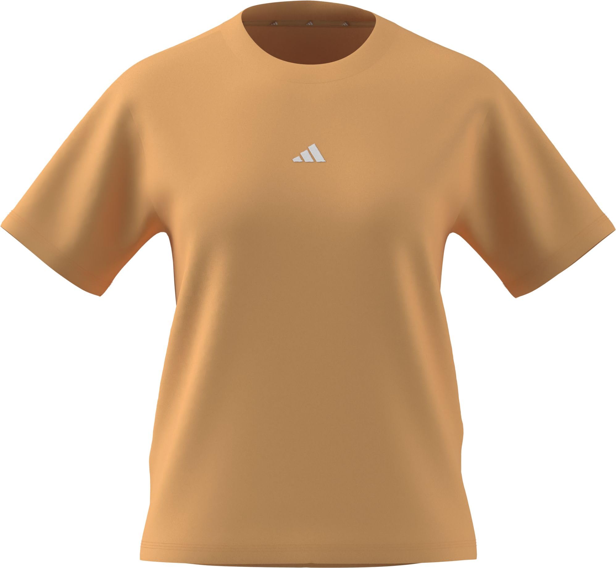 adidas Women's Essentials Small Logo Cotton T-Shirt, Semi Ice Tangerine/White, M