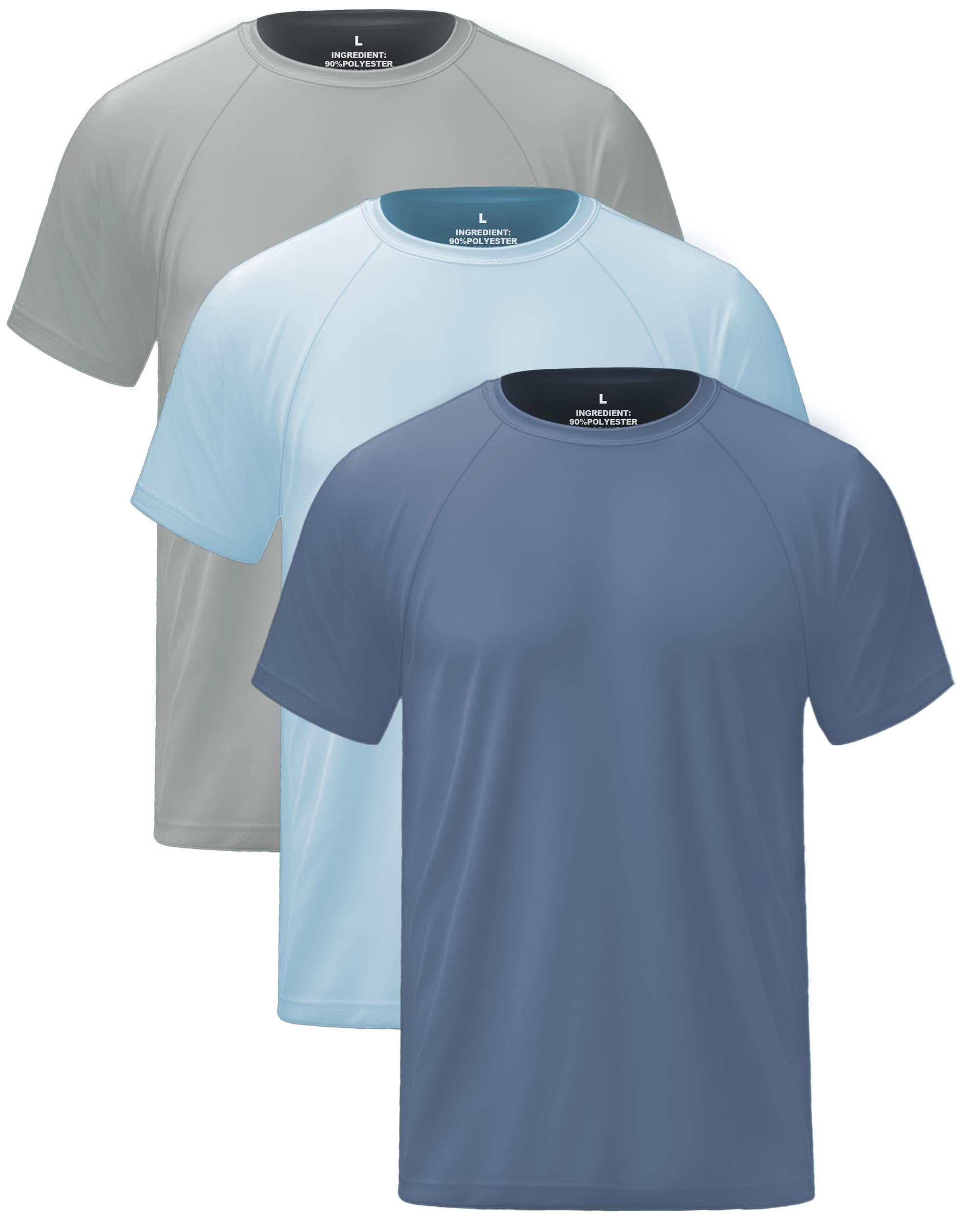 Hioutdoor UV Shirt Herren 3er Pack Schutz UPF 50+ Schnelltrocknend Kurzarm Rash Guard Sommer Strand für Outdoor Surfen Schwimmen Sport Tshirt Schutzkleidung Männer