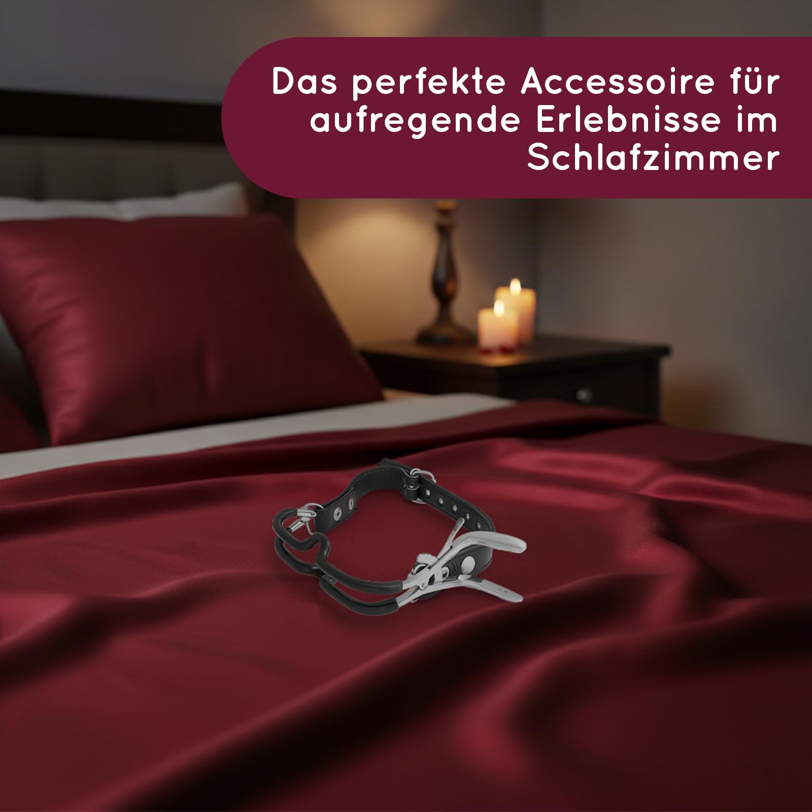 Mens-Shop24 Écarteur de bouche réglable en acier inoxydable avec protection dentaire et sangle cuir - Ouvre-bouche BDSM, bâillon métal, accessoire bondage adulte, écarteur buccal ajustable MS1
