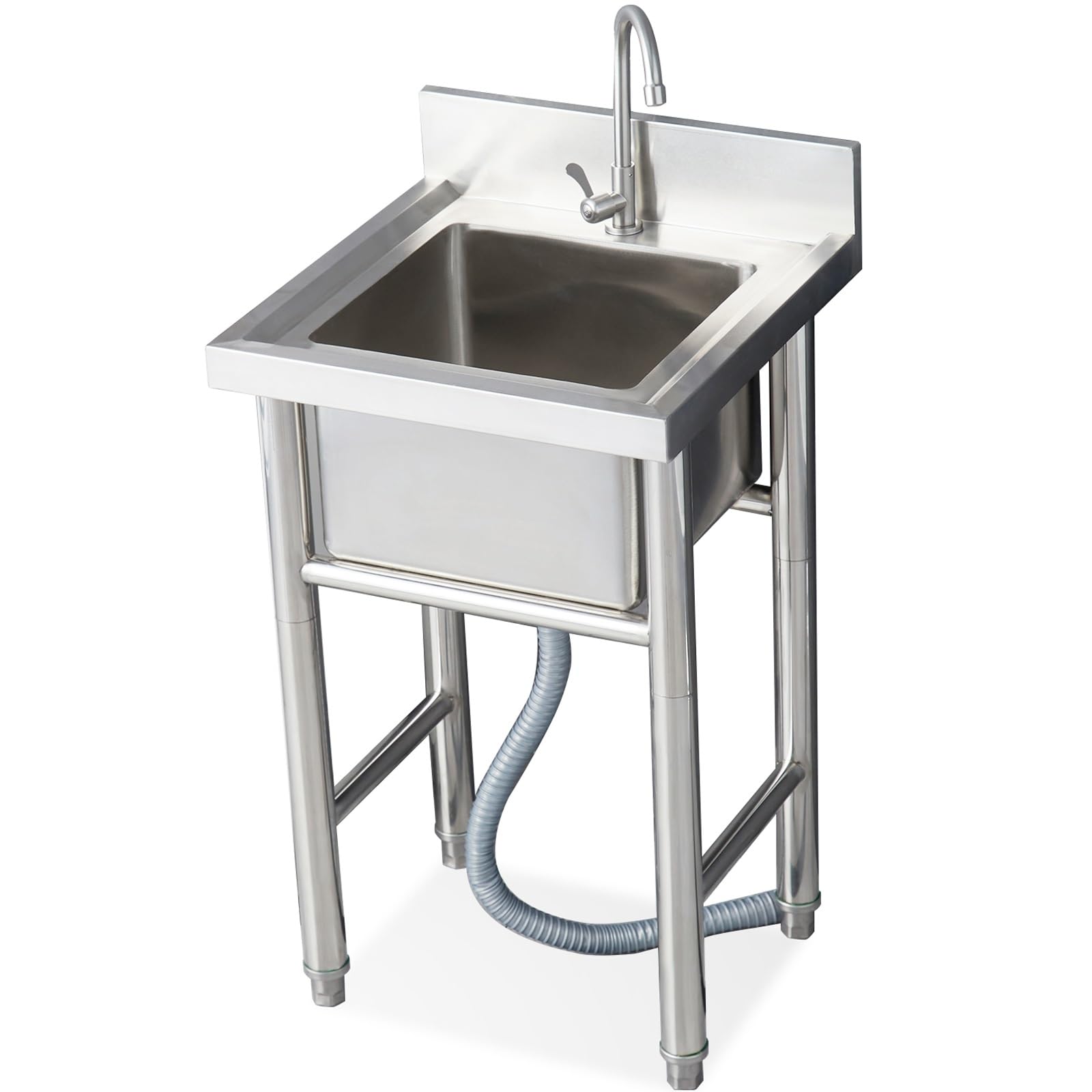 LMYSXAOZ Stainless Steel Commercial Sink Basin 1 Compartment, Kitchen Station with Deep Bowl Utility for Laundry Room Garage Bar Restaurant