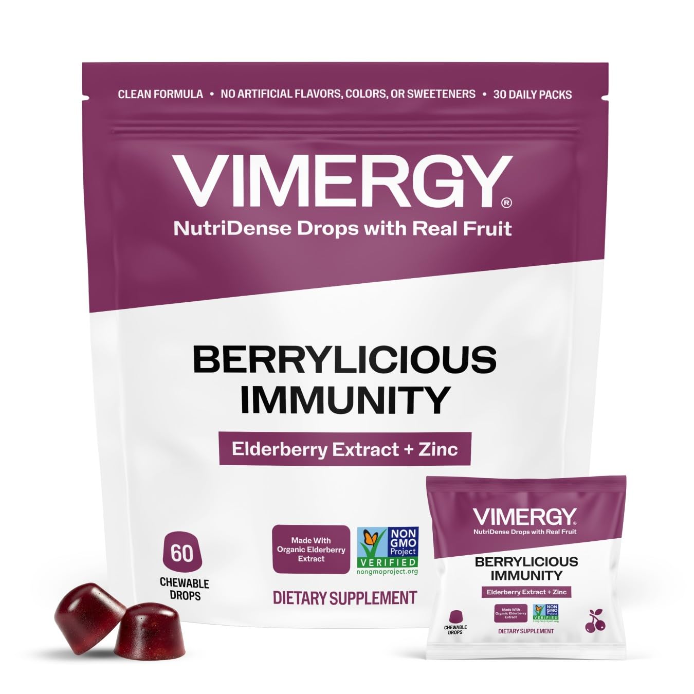 NutriDense Immunity* Elderberry & Zinc Chewables, 30 Srvgs, Berrylicious