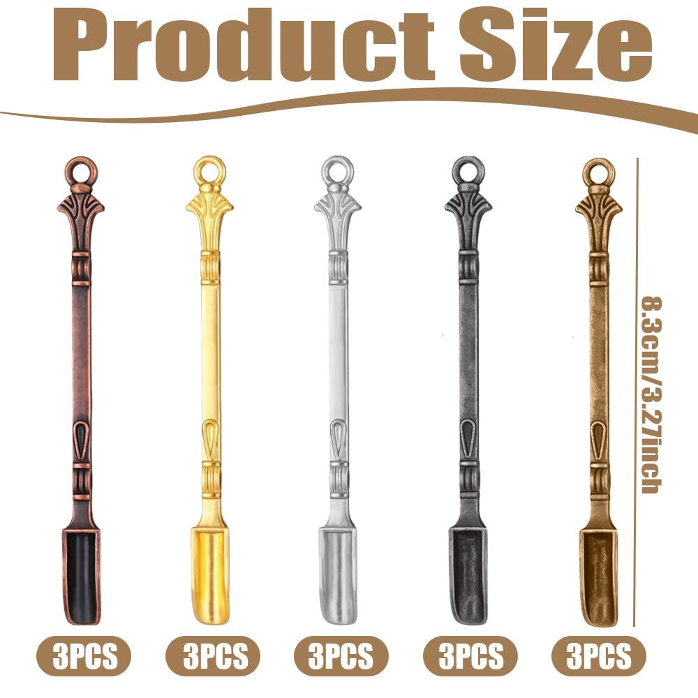 15Pcs Mini Shovel Spoons, Multicolor Tiny Metal Spoon Mini Spoon for Spices, Sugar, Pendant Spoons as Keychain, DIY Craft Jewelry Making, Necklace Charms & Kitchen Use