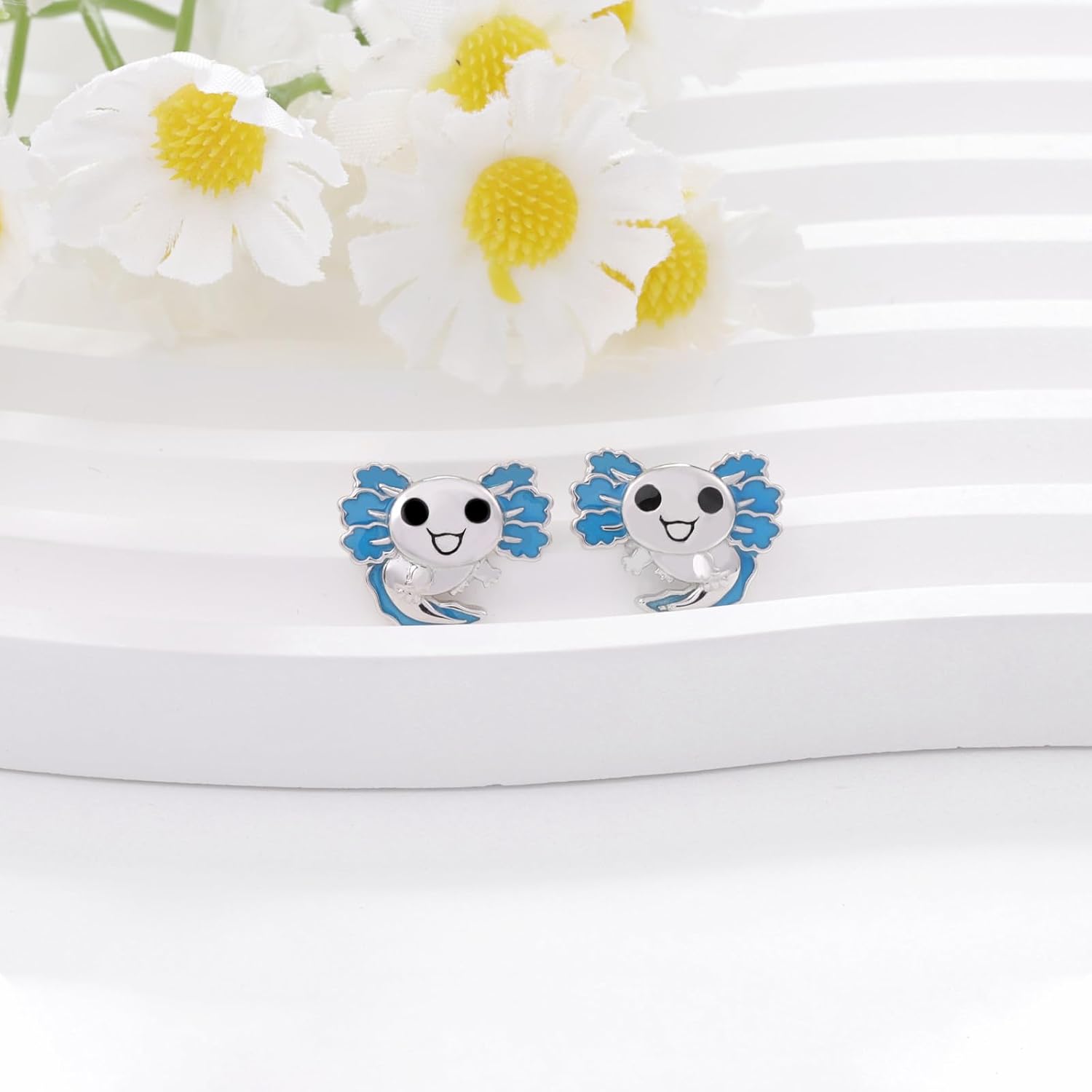 Blue Axolotl Stud Earrings for Women - 925 Sterling Silver Cute Axolotl Earrings Hypoallergenic Mexican Animal Jewelry Gifts for Daughter - Image 4