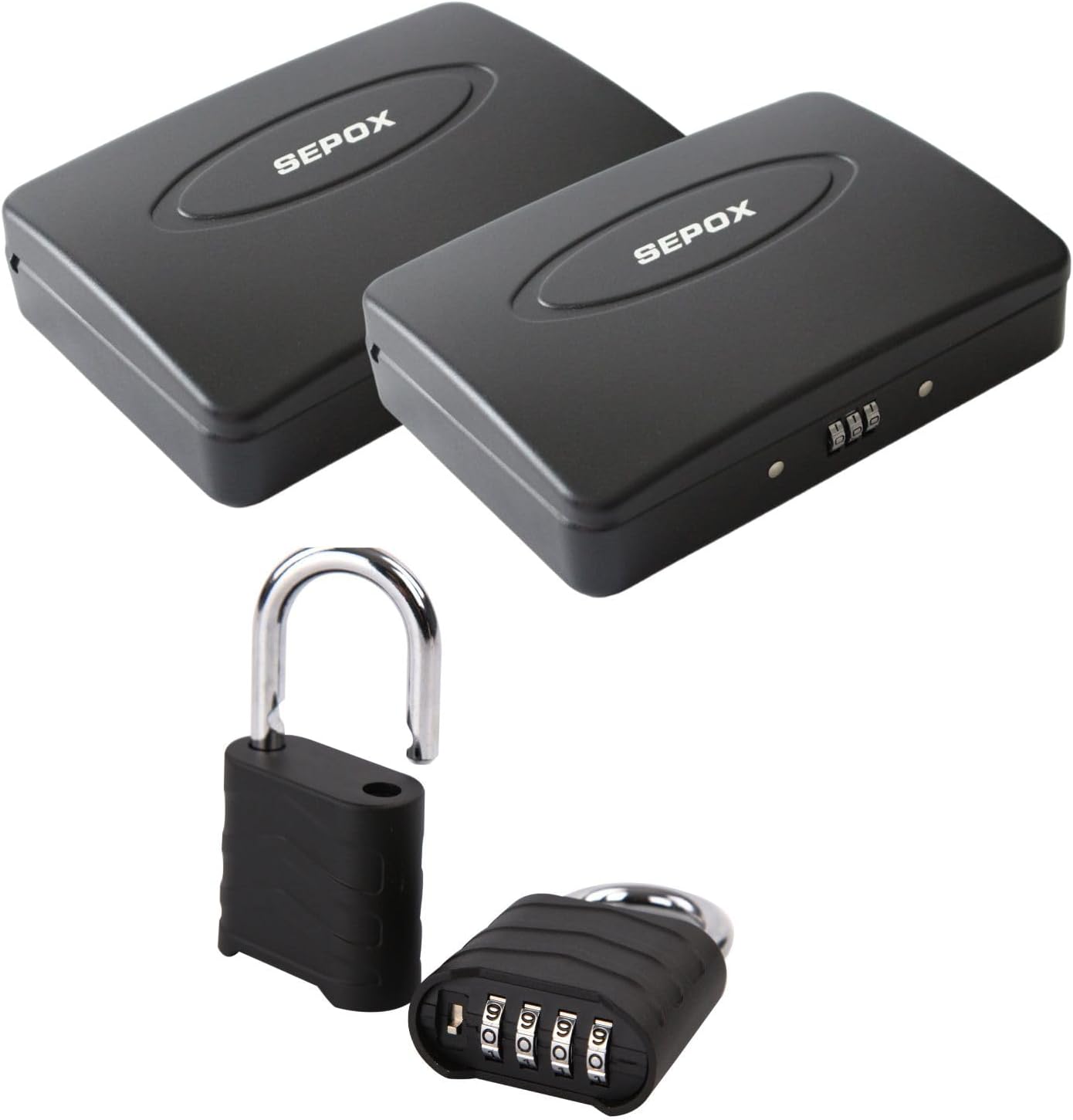 SEPOX 2PCS Large Combination Padlock & Twins Portable Security Case Lock Box