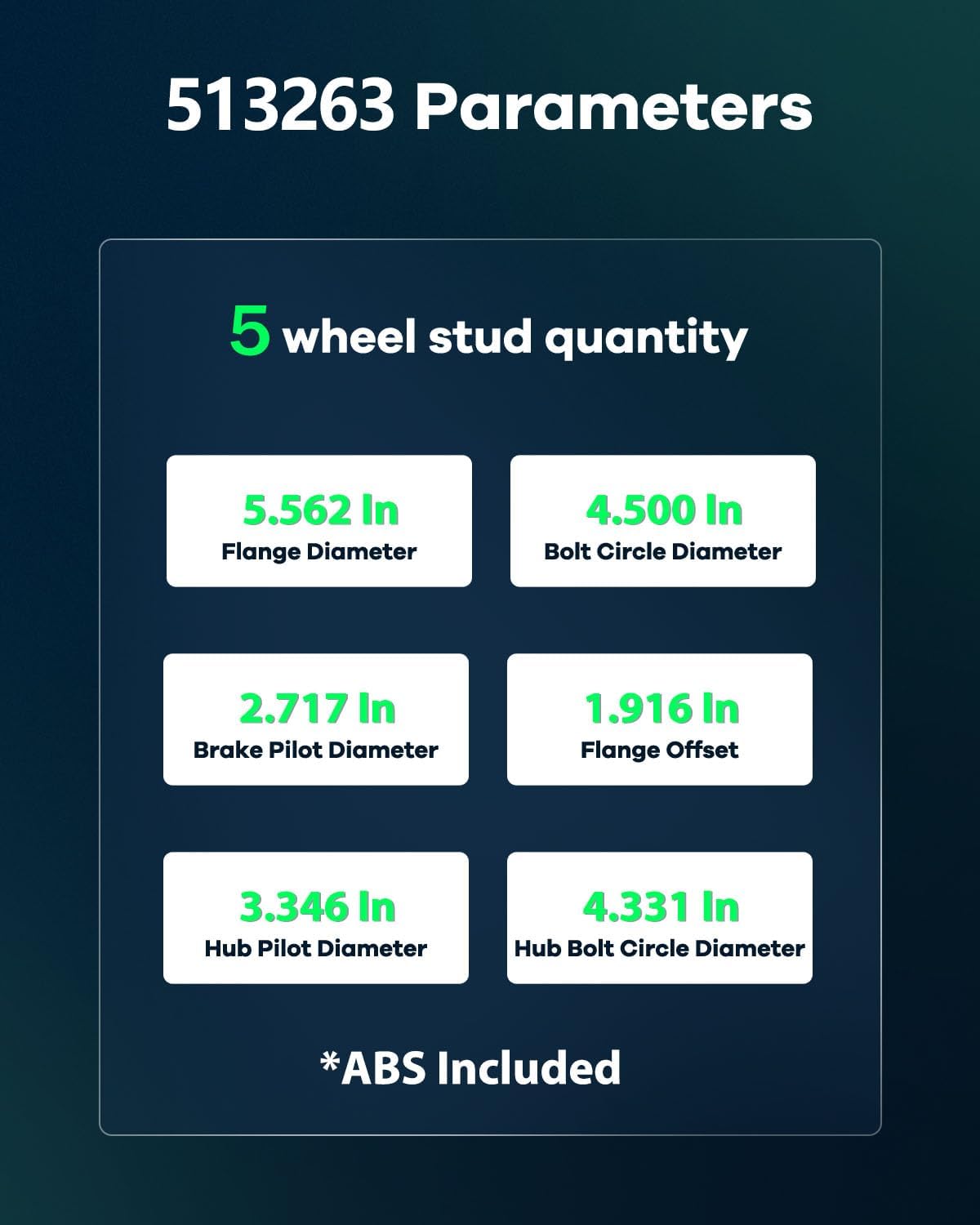 SCITOO 513263 Front Wheel Bearing for Chrysler 200 2011-2014, for Chrysler Cirrus/Sebring 2007-2010, for Dodge Avenger 2008-2014, for Dodge Caliber 2009-2009 W/ABS 5 Lugs Wheel hub Assembly