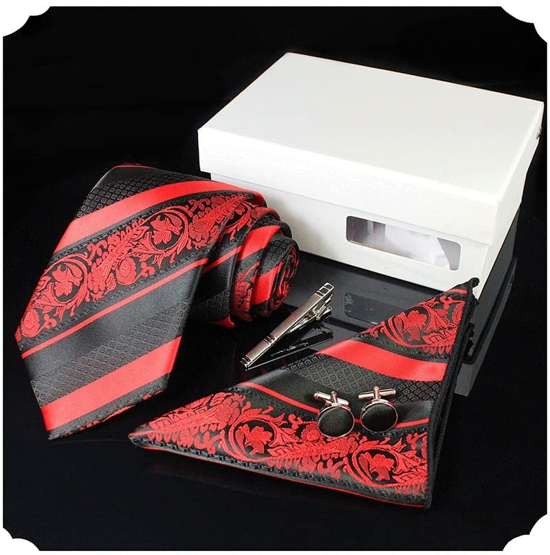 Set de corbata, pañuelo, gemelos y clip para hombre miniatura 3