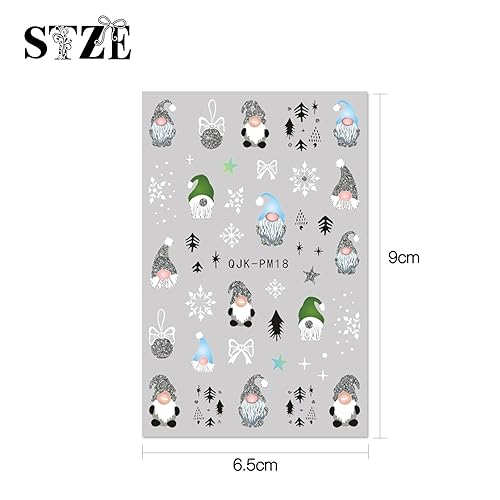 Miniatura 7 de JMEOWIO 10 hojas de calcomanías de arte de uñas navideñas con purpurina, calcomanías autoadhesivas, copos de nieve, Navidad, invierno, vacaciones,