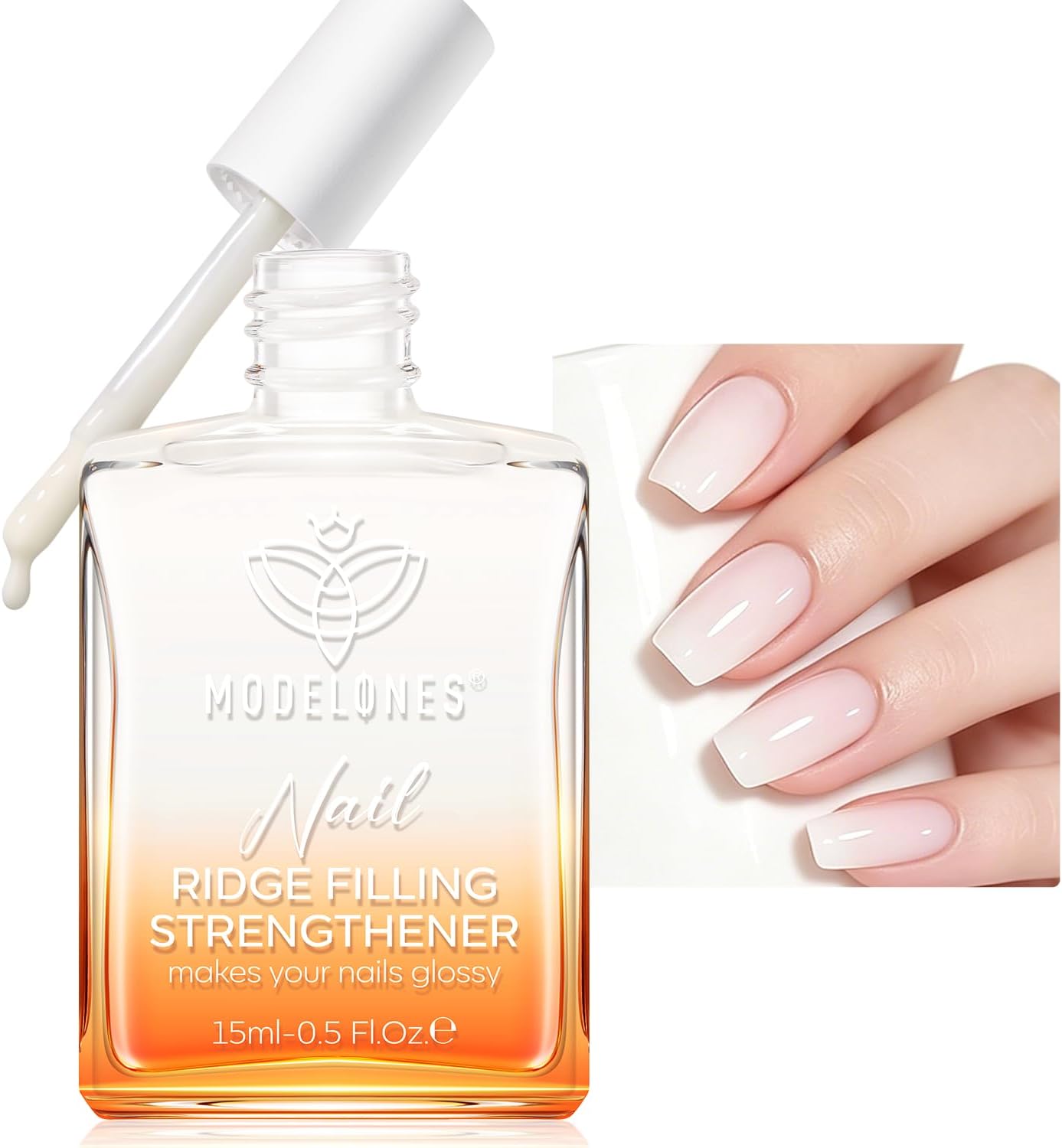 Nail Strengthener and Growth Milky White Nail Polish Nail Repair for Damaged Nails Hardener Ridge Filler for Nail Strengthening Polish Gifts Women 15ml