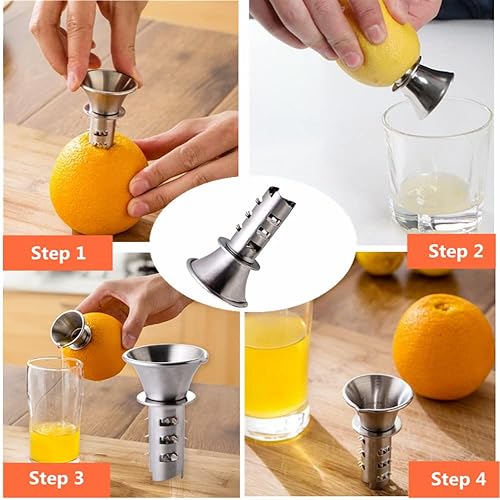 Miniatura 5 de Escariador manual del exprimidor del exprimidor del limón del acero inoxidable, Juicer de mano de la fruta cítrica y vertedor de naranja