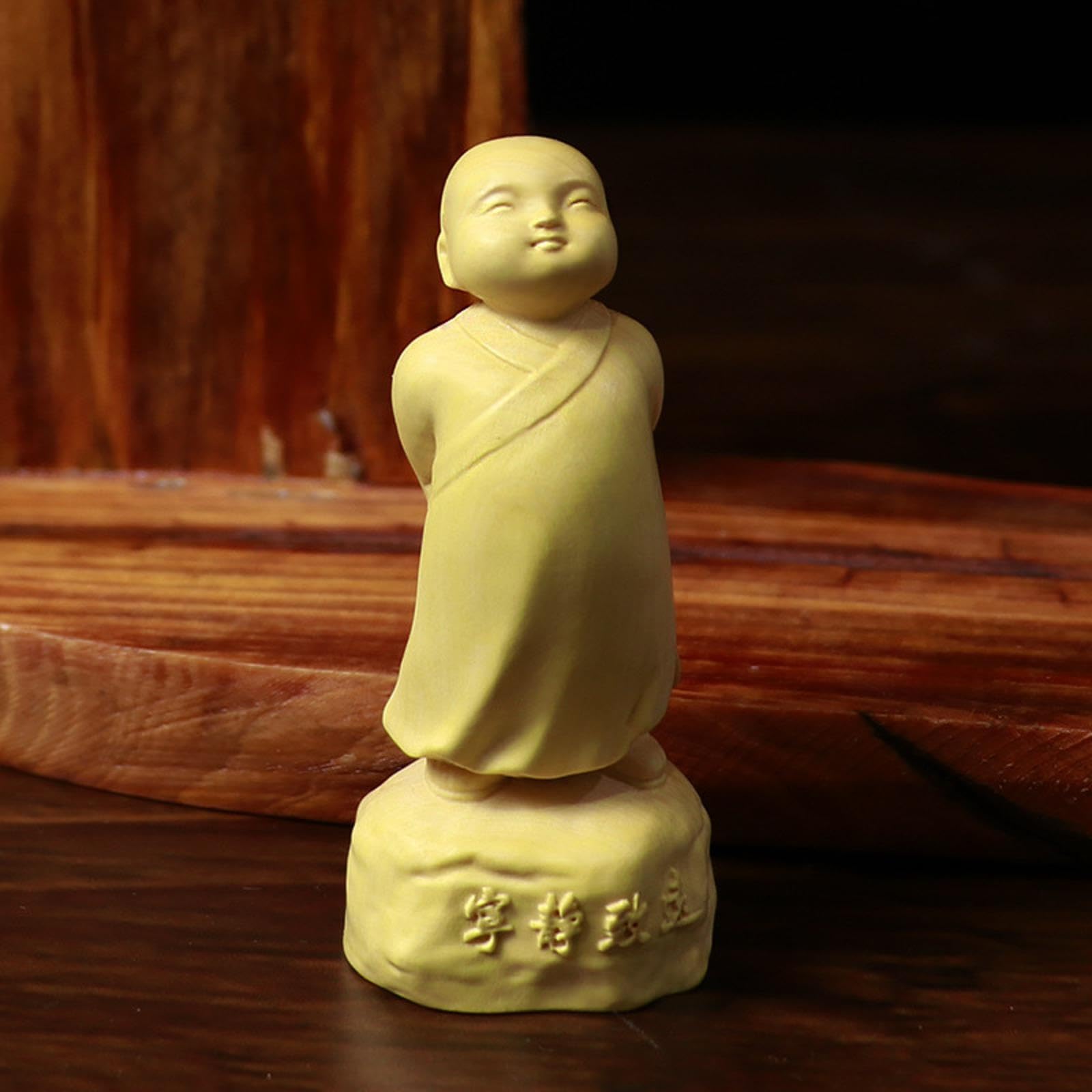 Amazon.co.jp: 木彫像、小さな僧侶の彫刻、木彫りの装飾、ツゲの木