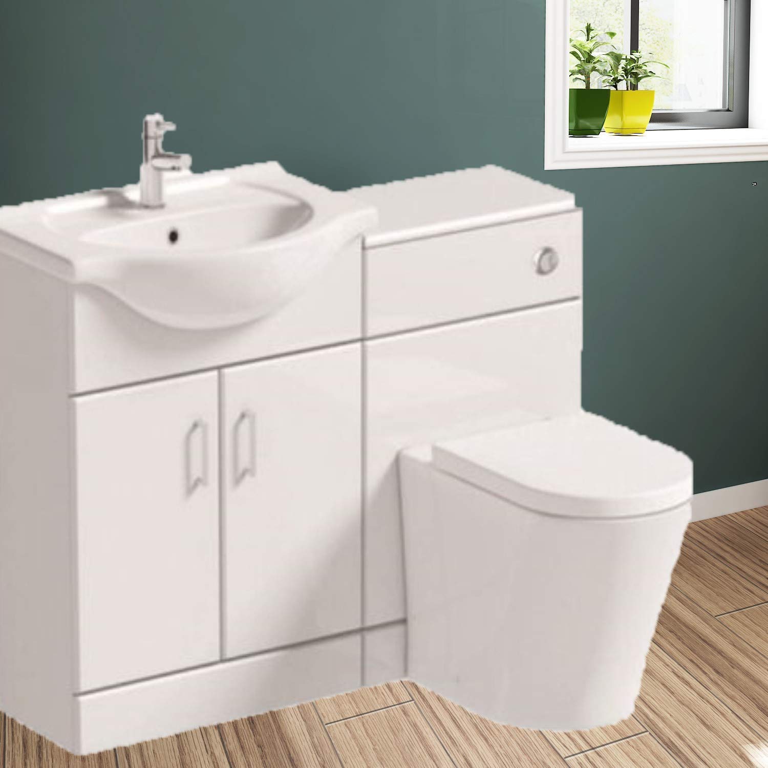 Buy 1100mm Modern Design Bathroom Vanity Unit With Concealed Cistern