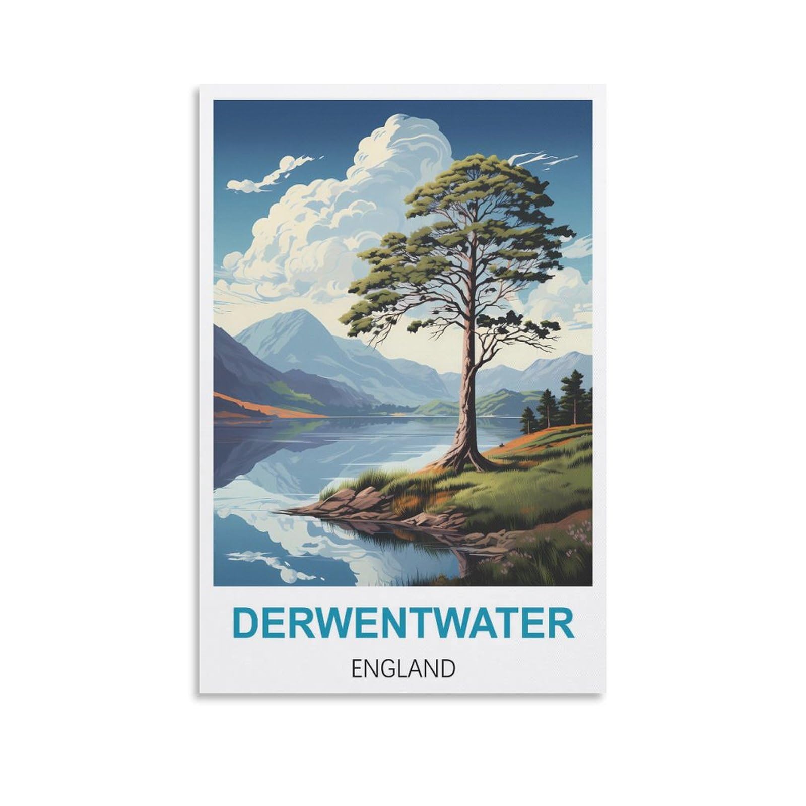 EZMLFA 5D Diamond Art Kits for Beginner,Derwentwater England,Beginners,DIY Full Round Drill Diamond Dot Gem Art Kits for Adults,Crafts for Decor 30x40cm