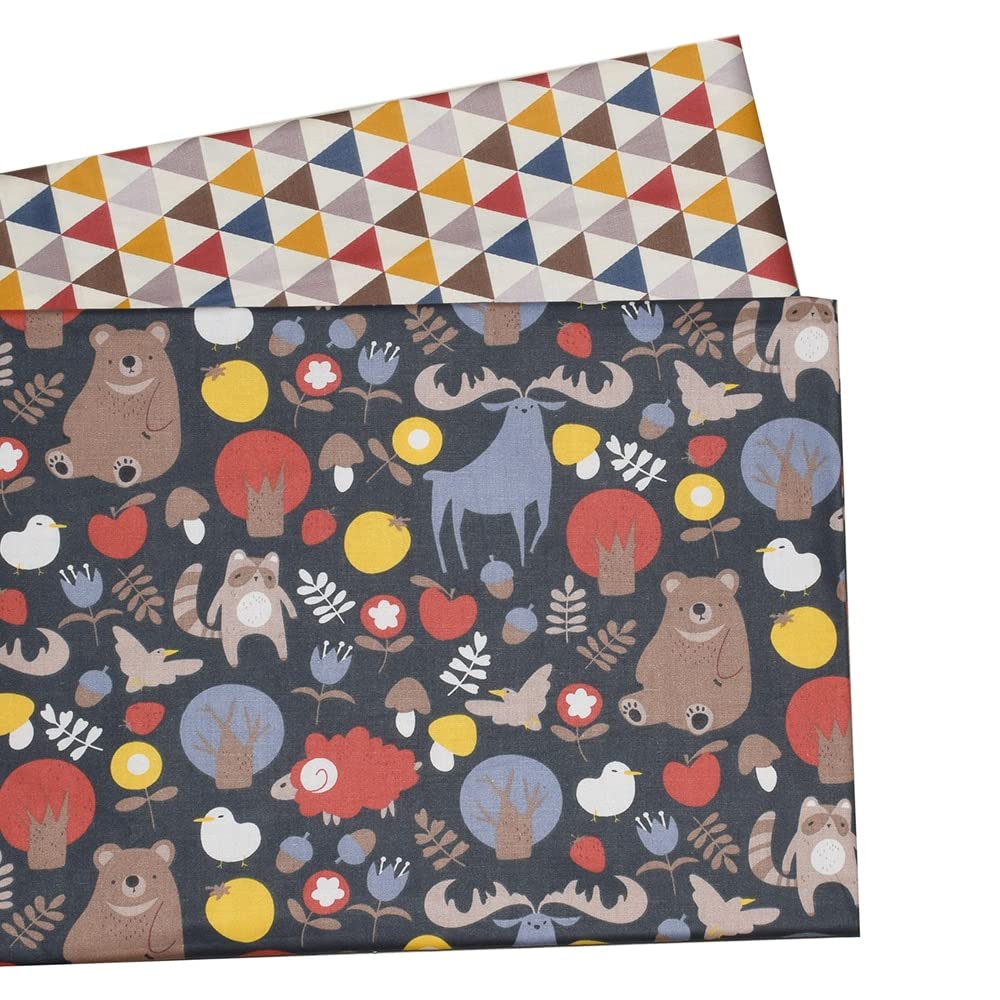 2 STÜCKE Dinosaurier Punkt, Fuchs Tiere Twill Baumwollstoff, Patchwork Stoff, Nähen Quilten Fat Quarters Material für Babys und Kinder