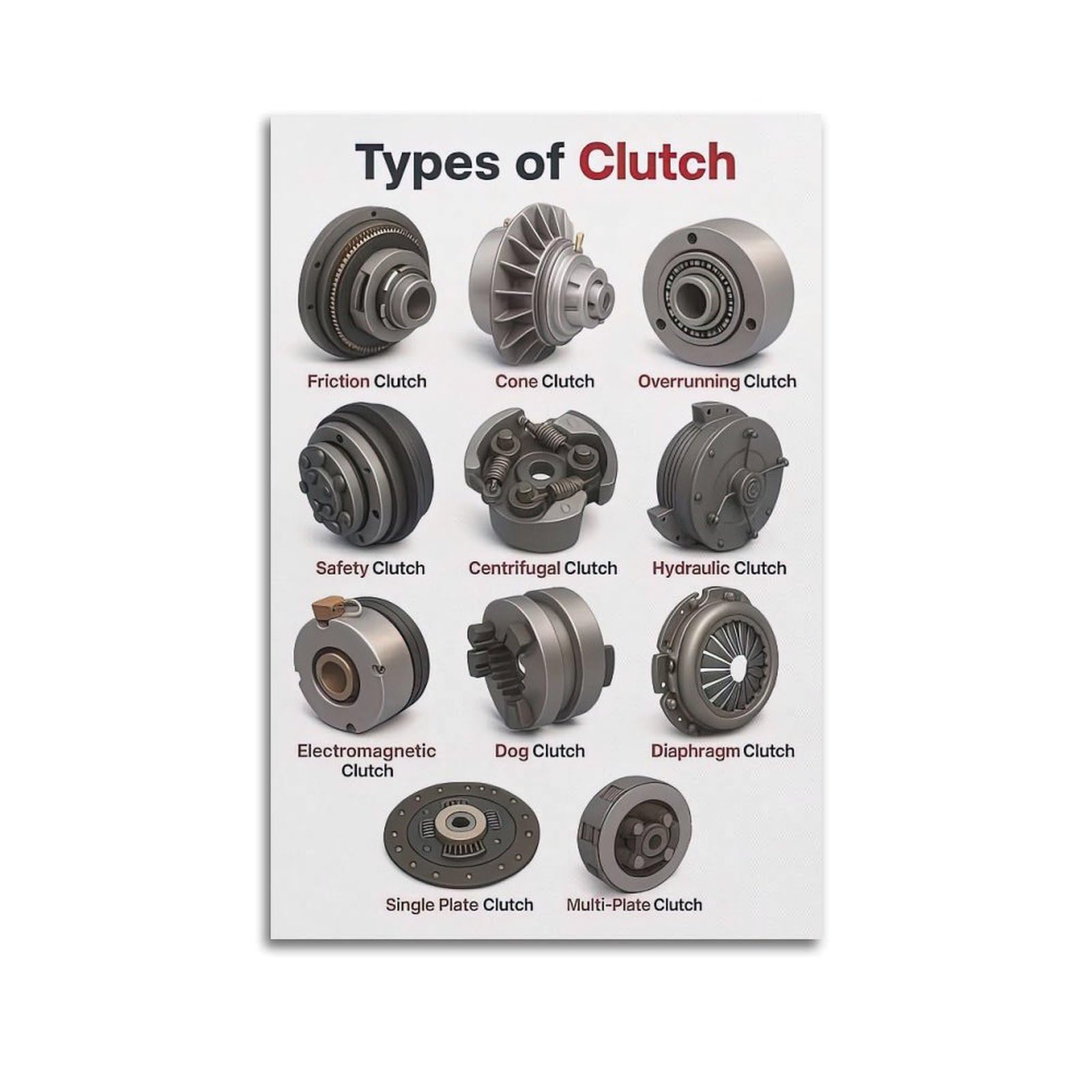 OKAHYS Types of Clutch Vintage Artwork Poster Decorative Painting Canvas Wall Artworks Picture 20x30inch(50x75cm)