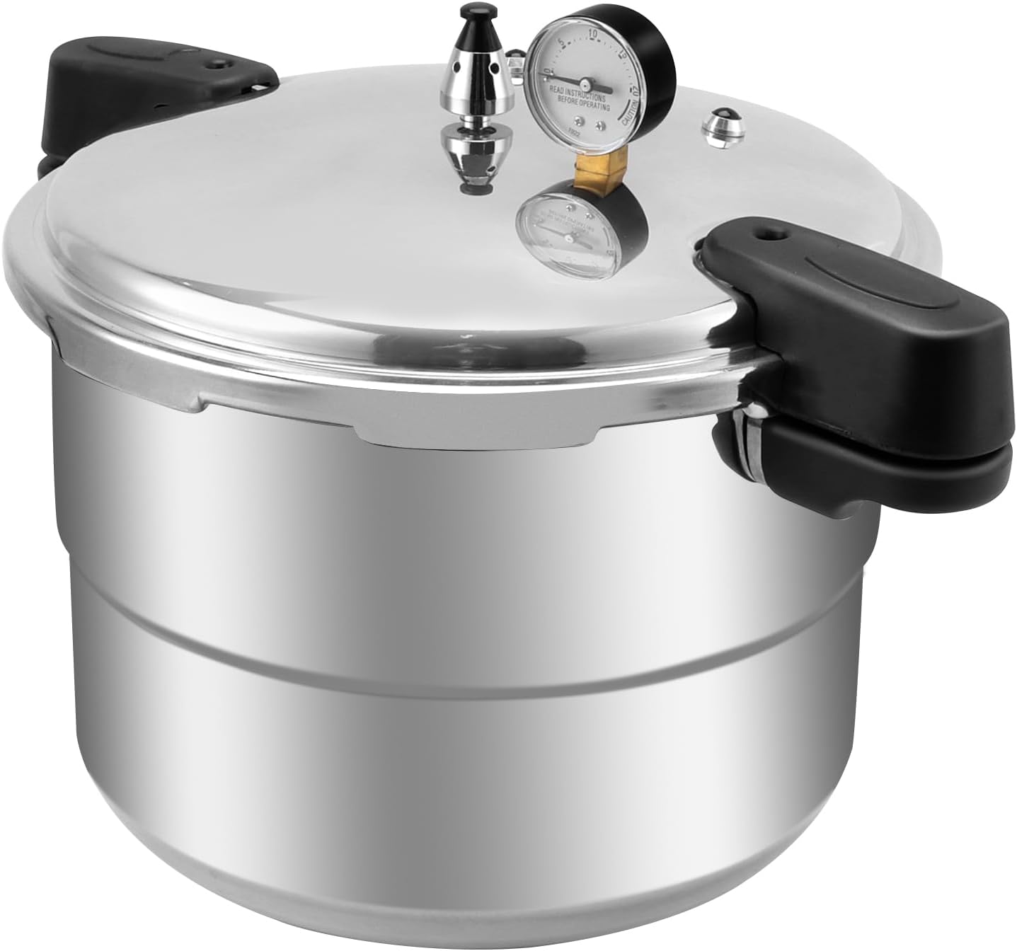 BreeRainz 19 Quart Pressure Cooker,Induction Compatible Aluminum Pressure Cooker Pot w/Pressure Gauge and Cooking Rack for Family or Commercial Use