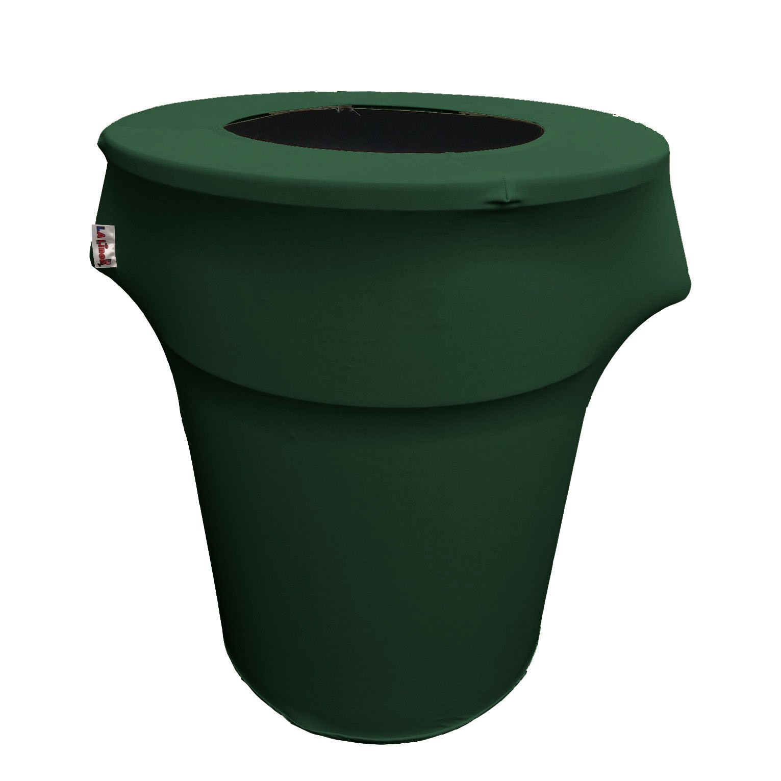 LA Linen Stretch Spandex Fitted Trash Can Cover 44-Gallon Round, Bin Waste Container Cover, Outdoor Indoor Patio Backyard Decor, Hunter Green