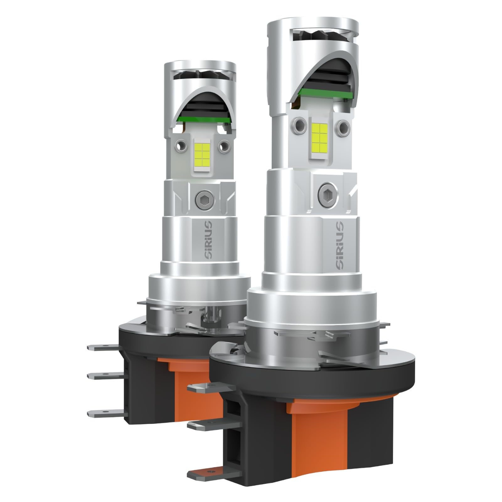 Sirius Coppia Lampadine LED H15 per Luci Diurne DRL e Abbaglianti 12V 6500K - Kit con Ventola di Raffreddamento Integrata - Compatibile, Non Originale