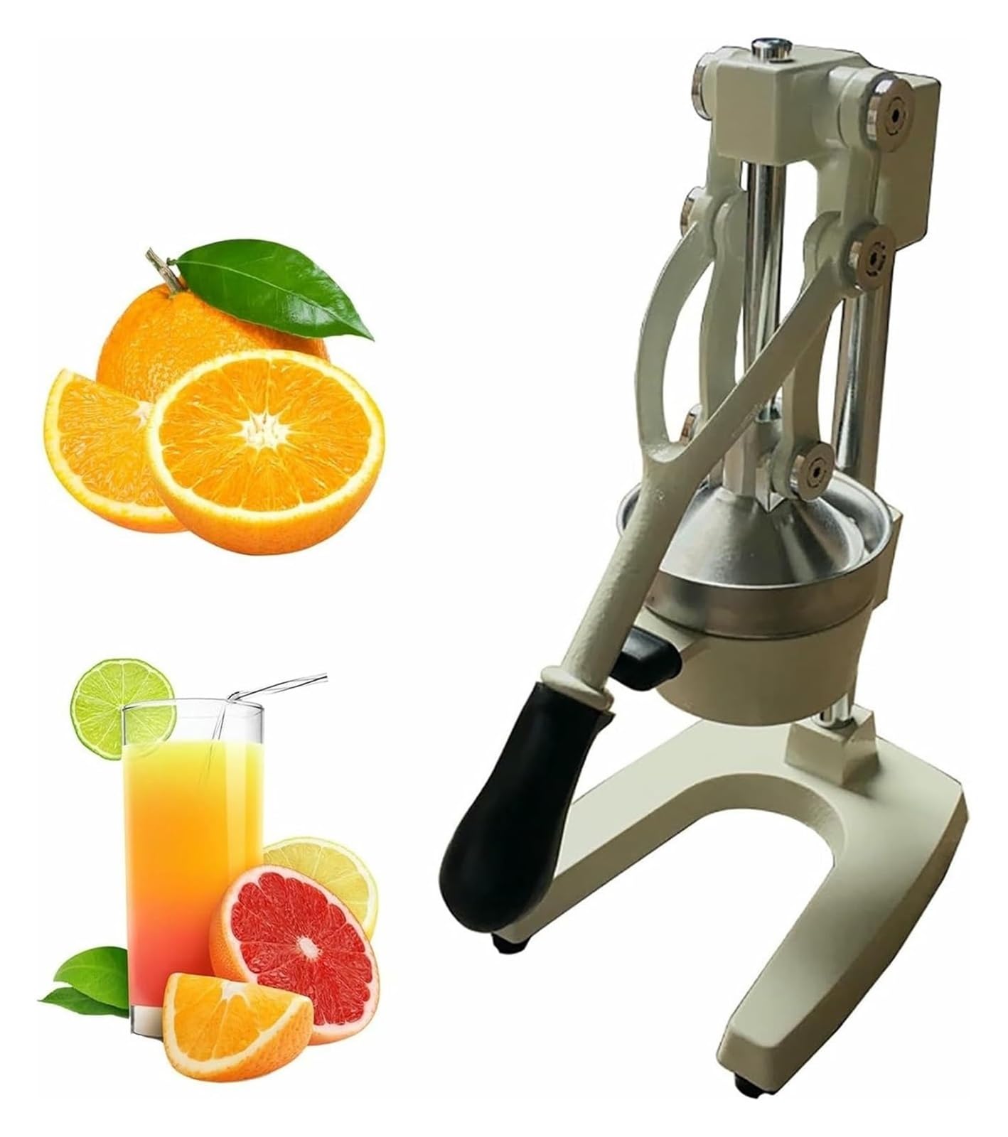 Presse-agrumes manuel robuste, presse-citron en acier inoxydable et en fonte avec base antidérapante et filtre Anti-colmatage, noir(Gray)