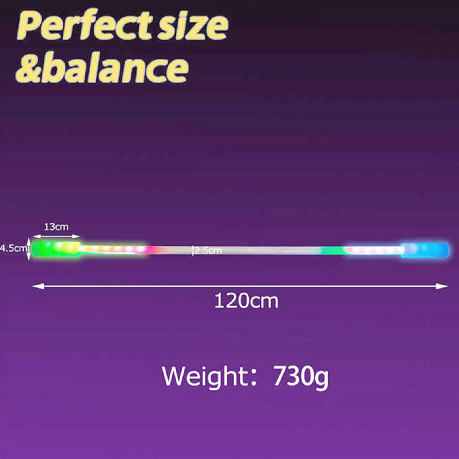 Poi LED Staff, longitud 47.51 pulgadas, impresionante luz – Glow Staff Spinning Fun con control remoto, ideal tanto para principiantes como para artistas profesionales