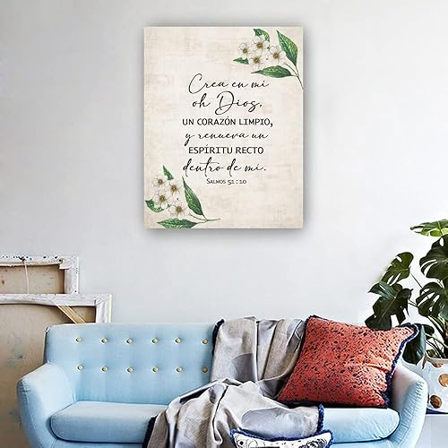 Miniatura 3 de Salmos 51 10 versículo bíblico español, decoración de pared, pósteres e impresiones bíblicas para pared, sala de estar, obra de arte giclée, pintura