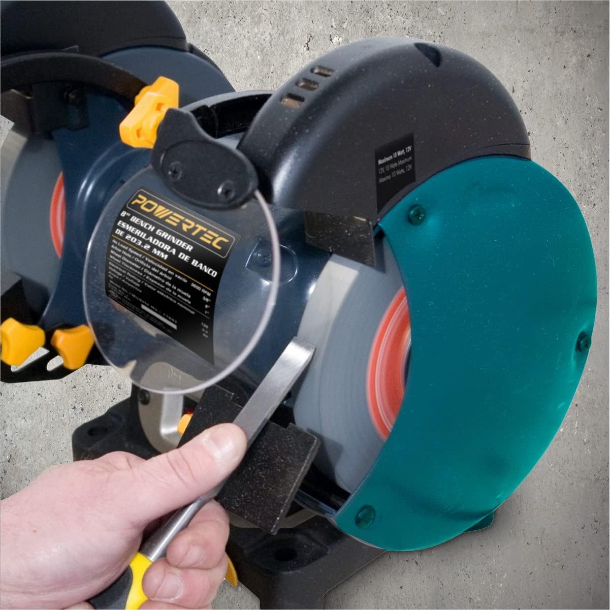 POWERTEC Bench and Pedestal Grinding Wheels, 6 Inch x 3/4 Inch, 1/2 Arbor, 100 & 80 Grit, Aluminum Oxide Bench Grinder Wheel for Bench Grinder, 2PK