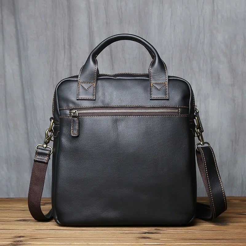 JSEIAJB Men's Leather Handbag Casual Messenger Bag Top Layer Leather Vertical Briefcase Shoulder Bag Suitable4