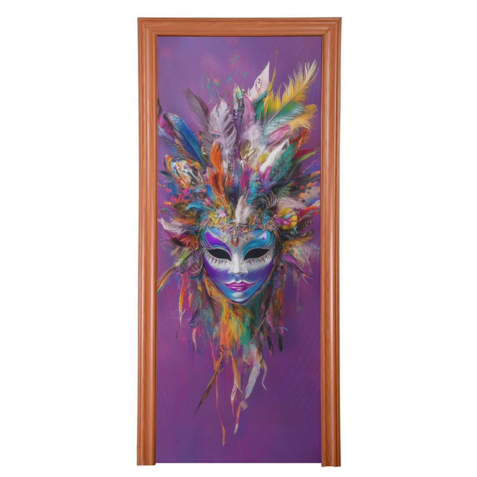 FLildon Mardi Gras Carnival Mask Door Cover Decoration, Party Accessory Porch Decor for Festive Ornament Room Door Covers 32 x 79 Inch