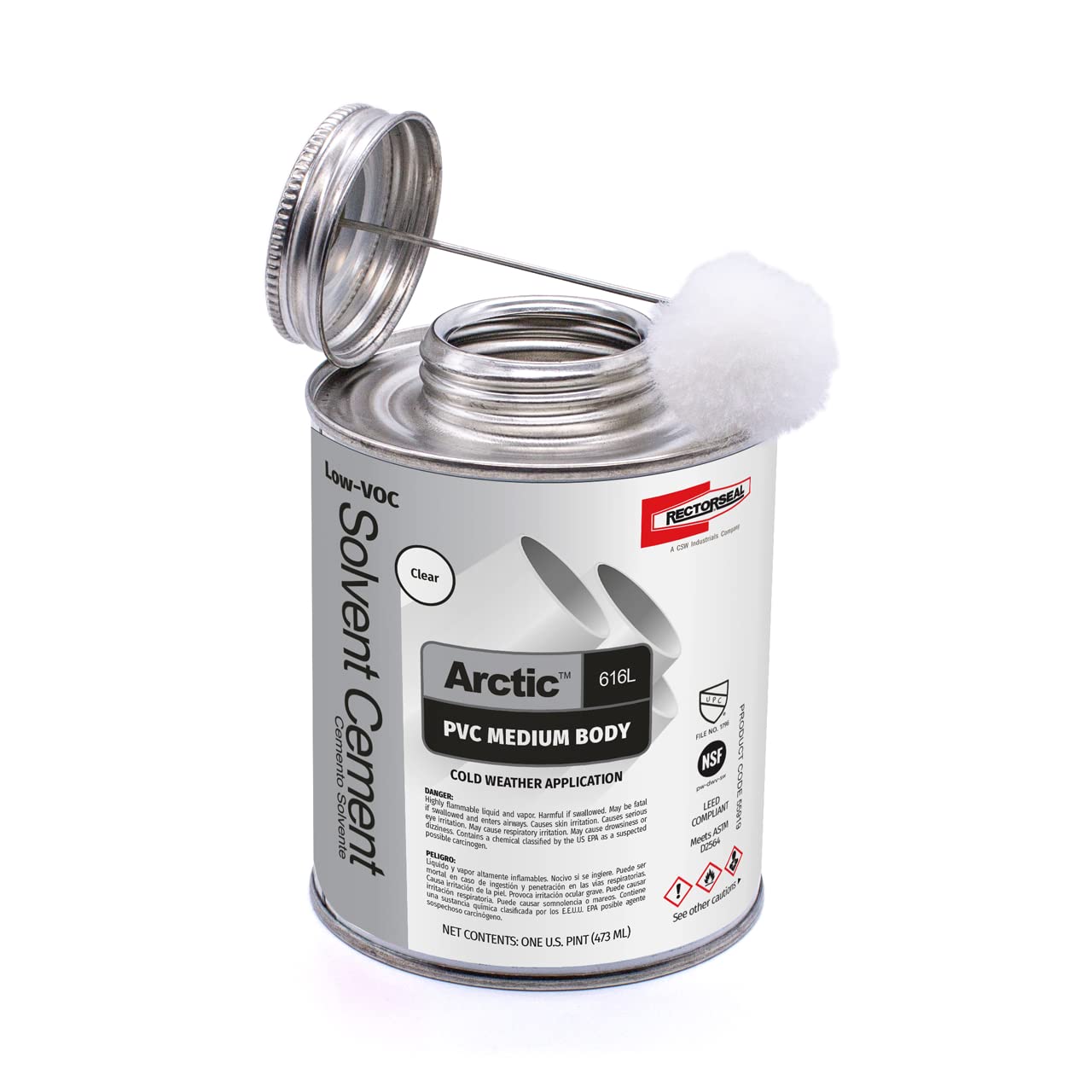 Rectorseal 55919 Pint Dauber Top Arctic 616L Low Voc Pvc Solvent Cement