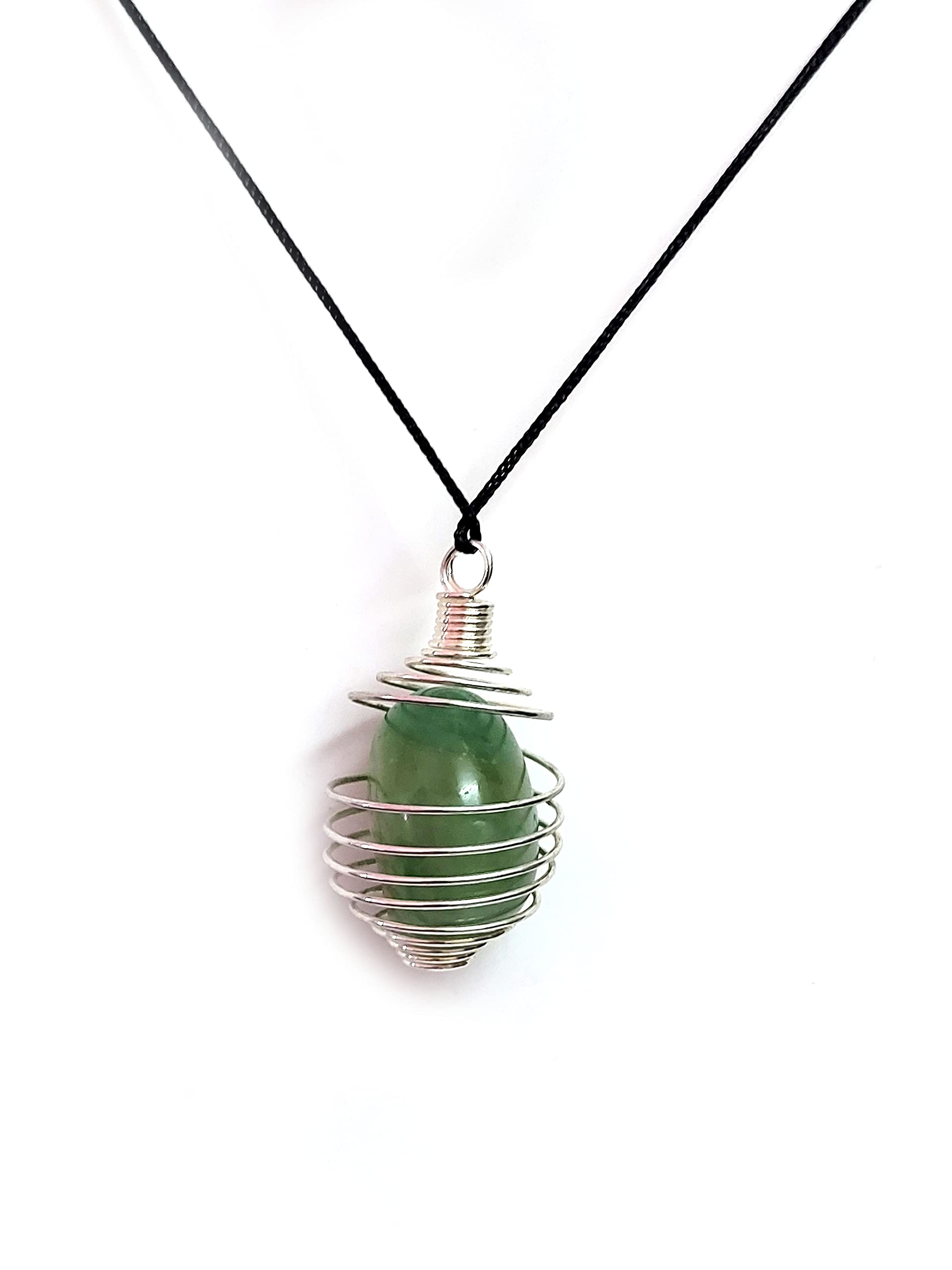 Natural Green Fluorite Crystal Tumble Shaped Wire Cage Pendant For Men & Women-image-36