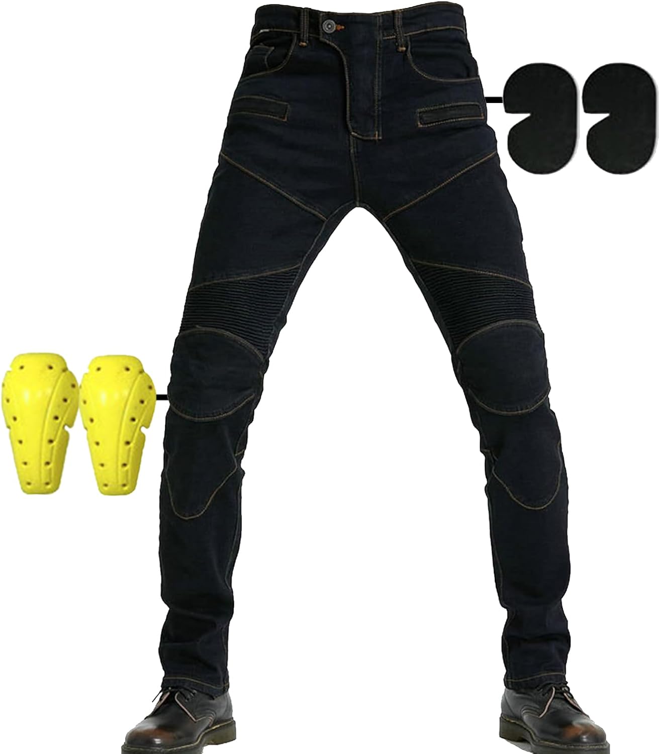 SHUOJIA Motorjeans voor heren en dames, beschermende motorbroek, ademende denim broek, gelinieerd, versterkt, verwijderbaar, gewatteerd, gepantserd, paar modellen (A2, L