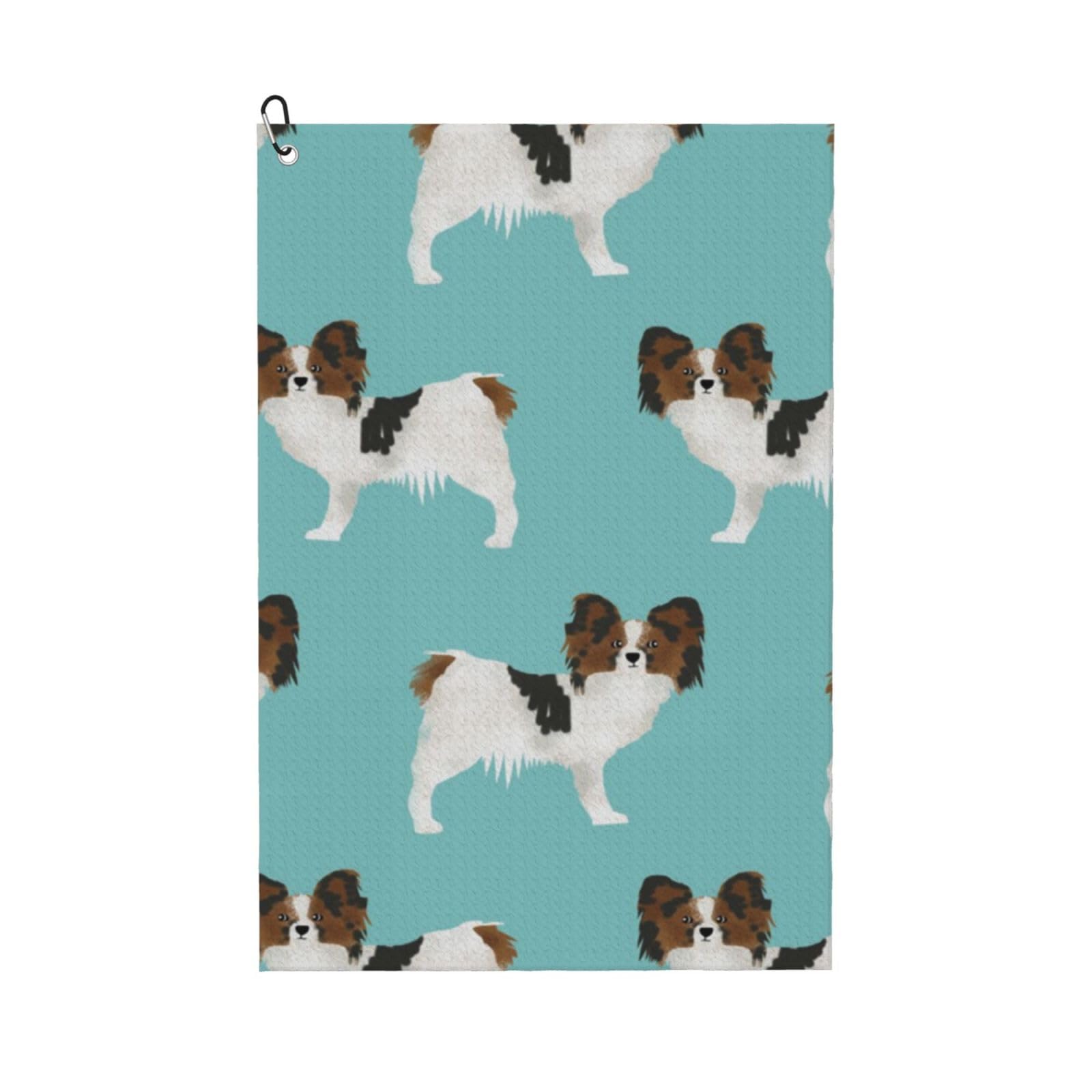 Hnnkloy Papillon Dogs Cute Toy Spaniel Dog, 16x24 in Portable Waffle Golf Towels with Carabiner Clip for Golf Bag