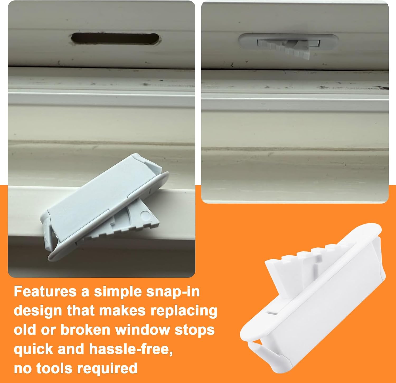 8 Pack 1714 Window Sash Vent Stops,Nylon Snap-in Stoppers for Vinyl Windows