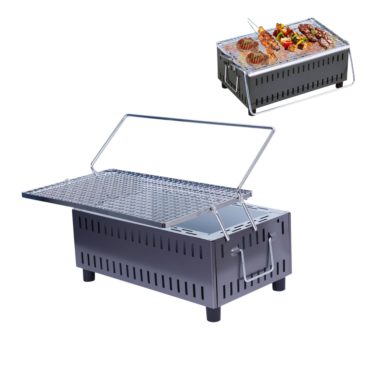 Procamp | MADE IN JAPAN | Tabletop Charcoal Barbecue - 35 Cm x 21 Cm | Cooks for 1-2 Person | Portable Grill | Kabab Smoker Grill for Outdoor Camping, Patio Cooking